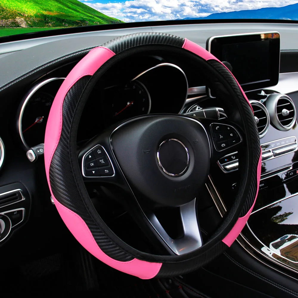 Breathable Steering Wheel Cover Anti Slip PU Leather