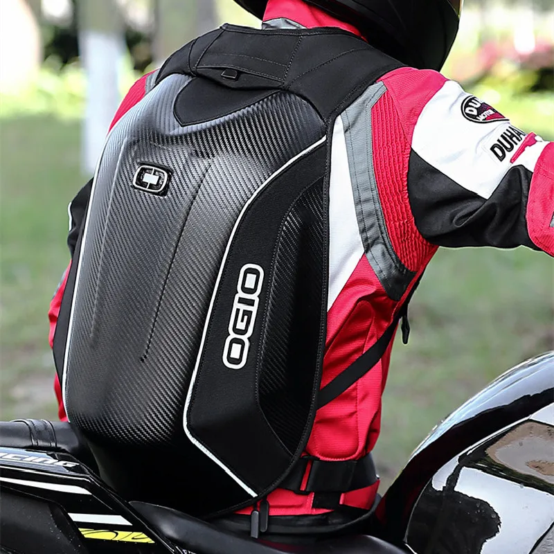 Motorcycle Backpack Bags Storage Carbon Fiber Hard Shell