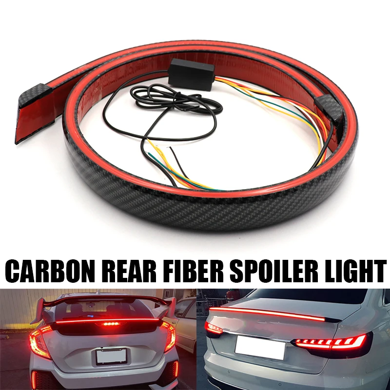 Trunk Spoilers LED Light Strip Universal Carbon Fiber Multifunction