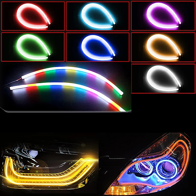 Daytime LED Strip Light Flexible Running Turn Signal Headlight 2pcs