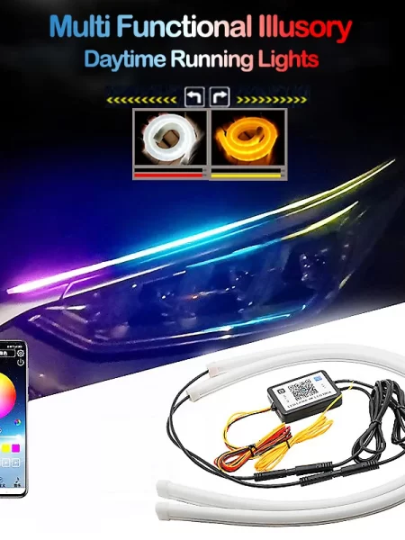 Daytime LED Strip Light Flexible Running Turn Signal Headlight 2pcs